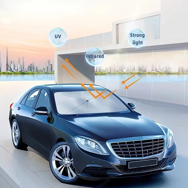 Car Windshield Sunshade - Front Windshield Heat Insulation & UV Protection, Roll-Up Design for Easy Storage - for All Car by Nova Shop