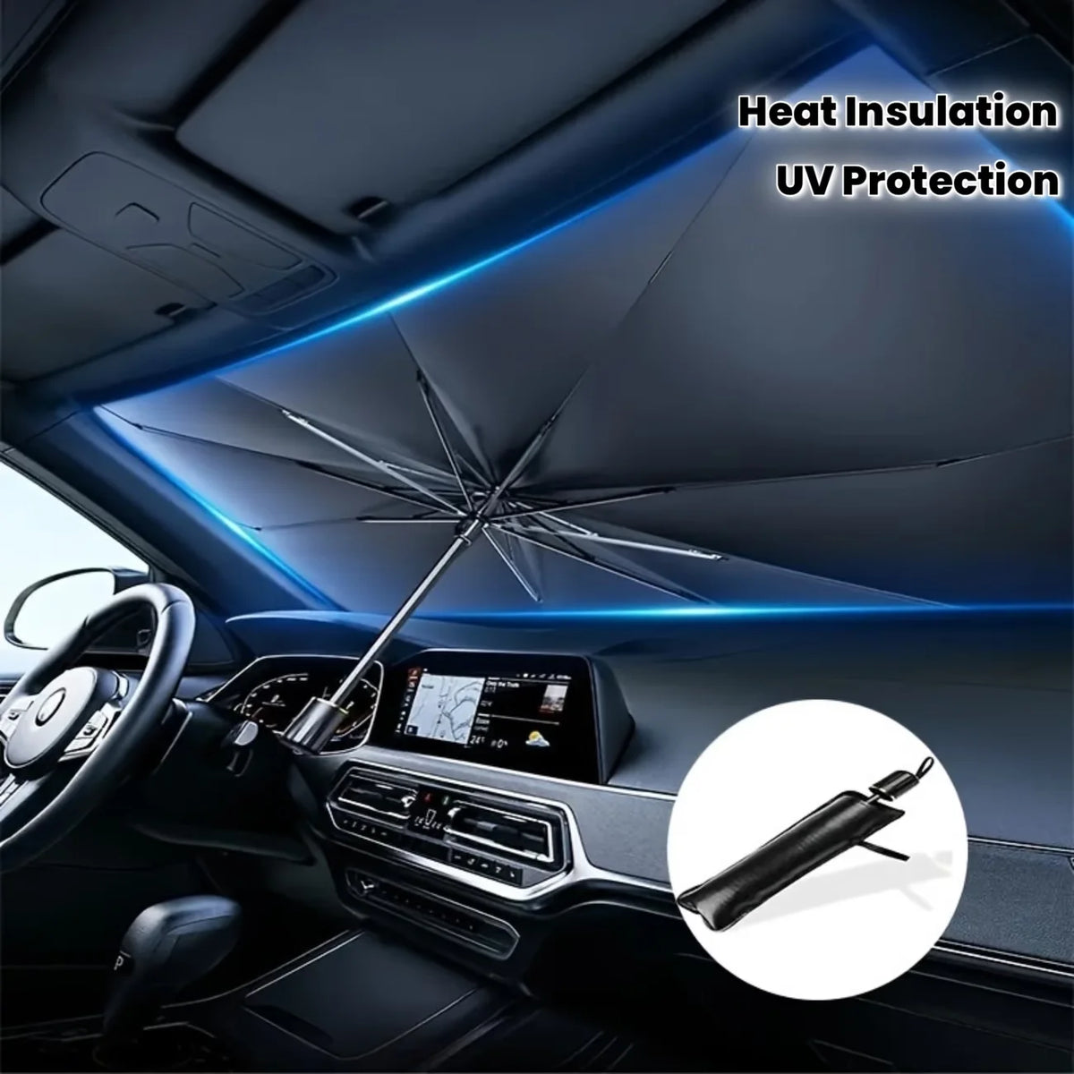 Car Windshield Sunshade - Front Windshield Heat Insulation & UV Protection, Roll-Up Design for Easy Storage - for All Car by Nova Shop