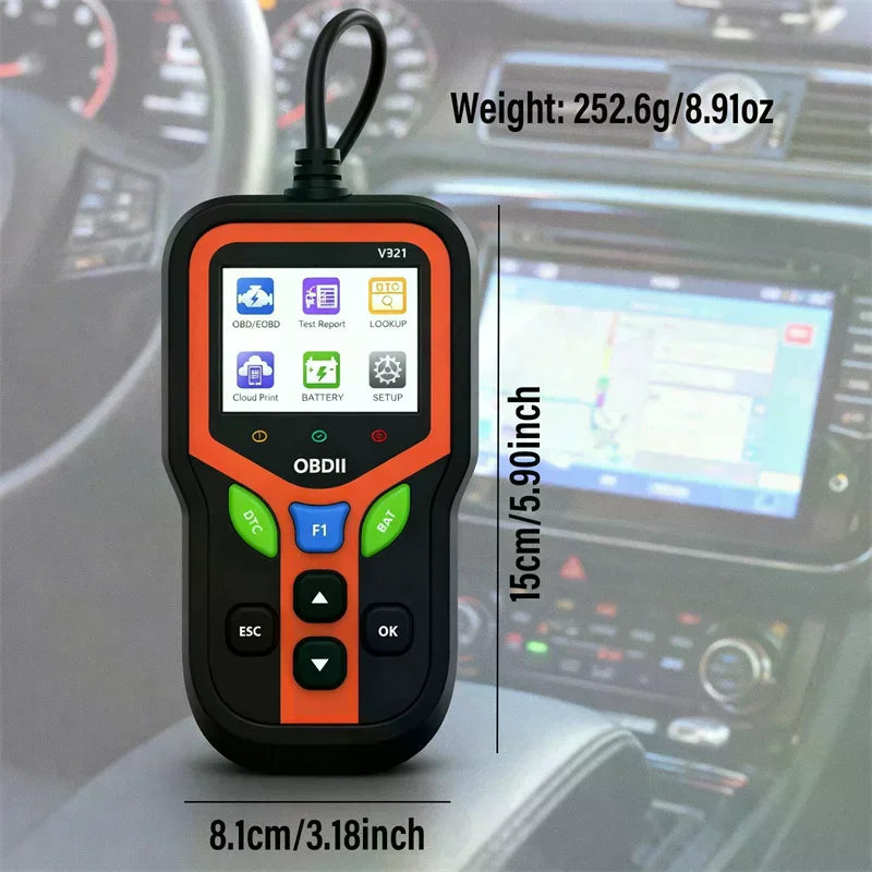 OBDII Car Scanner User Friendly OBD2 Engine Diagnostic Code Reader with Battery Monitor for Family Cars by Nova Shop