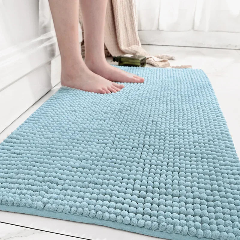 Chenille Bath Mats Encrypted Thickened Short Plush Strong Water-absorbent Non-slip Bathroom Rug Carpet Quick-drying Foot Mat by Nova Shop