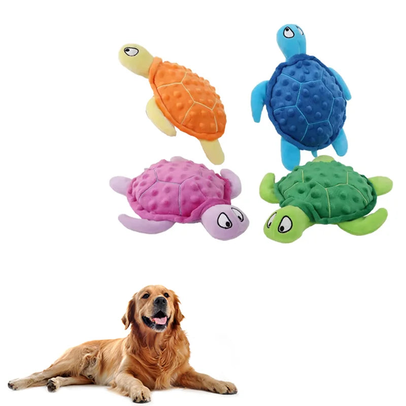 Dog Squeaky Toys Turtle Shape Plush Dog Cat Toy No Stuffing Crinkle Interactive Chew Toys for Small Large Dogs Puppy Plaything by Nova Shop