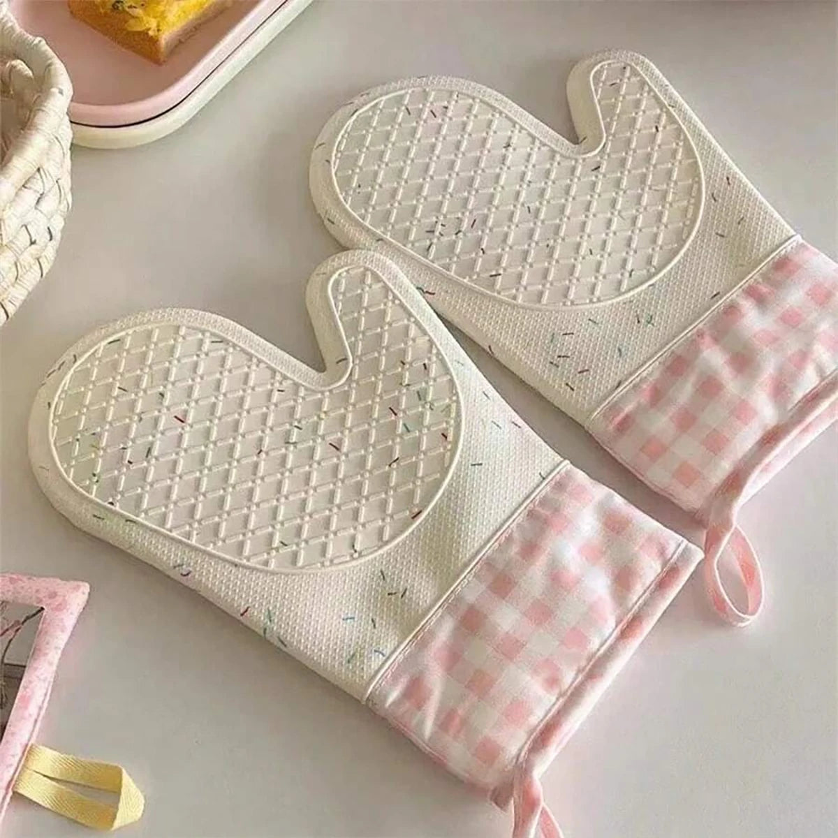 2Pcs Silicone Oven Mitts, Kitchen Oven Pads, Waterproof Gloves, Easy to Clean - Heat-Resistant Gloves for Cooking, Baking, and Grilling by Nova Shop