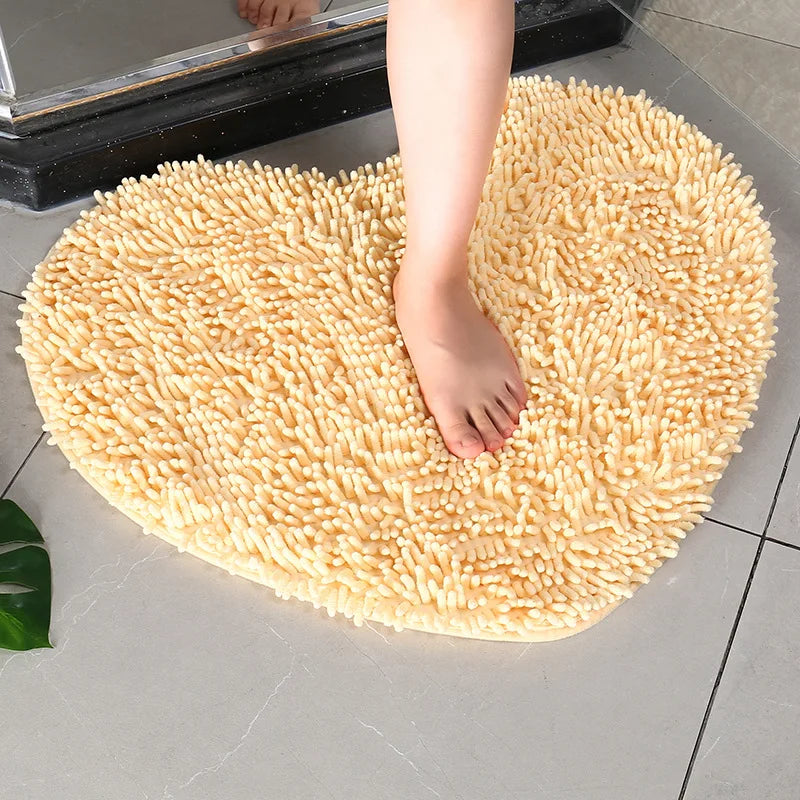 Chenille Heart Bathroom Floor Mats Home Bedroom Bathroom Entrance Non-slip Absorbent Foot Mat Luxury Bathroom Set Free Shipping by Nova Shop