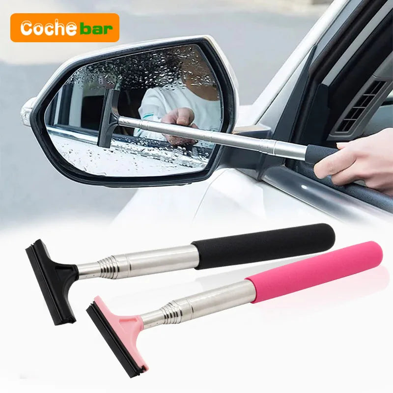 Car Rearview Mirror Wiper Cleaning Tool Auto Glass Mist Cleaner Scraper Car Accessories Handle Telescopic Window Cleaning Brush by Nova Shop