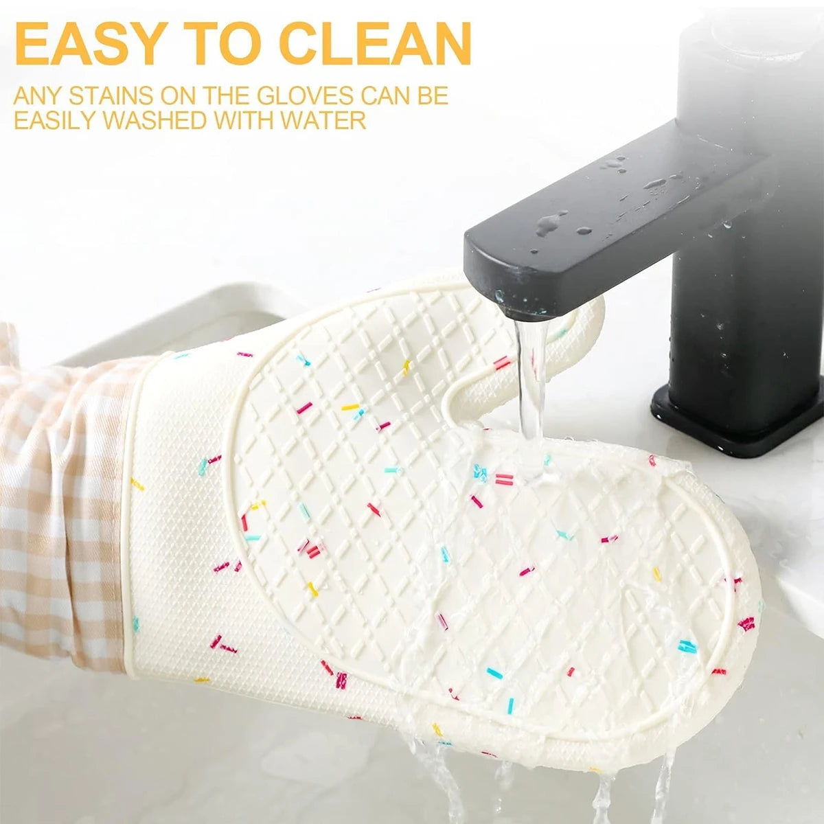2Pcs Silicone Oven Mitts, Kitchen Oven Pads, Waterproof Gloves, Easy to Clean - Heat-Resistant Gloves for Cooking, Baking, and Grilling by Nova Shop