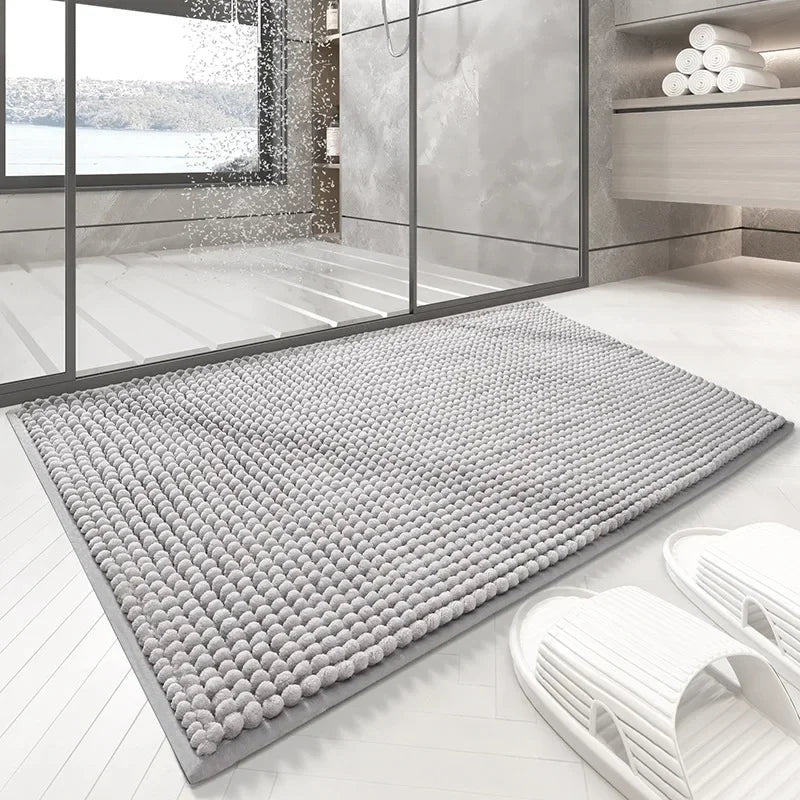 Chenille Bath Mats Encrypted Thickened Short Plush Strong Water-absorbent Non-slip Bathroom Rug Carpet Quick-drying Foot Mat by Nova Shop