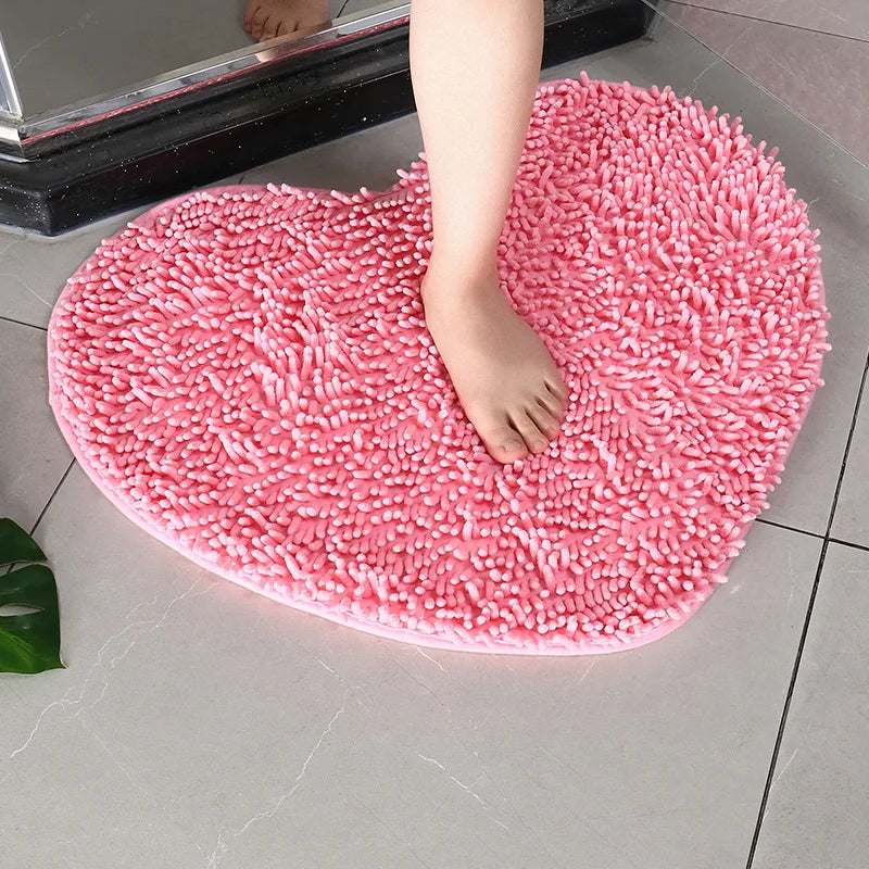 Chenille Heart Bathroom Floor Mats Home Bedroom Bathroom Entrance Non-slip Absorbent Foot Mat Luxury Bathroom Set Free Shipping by Nova Shop