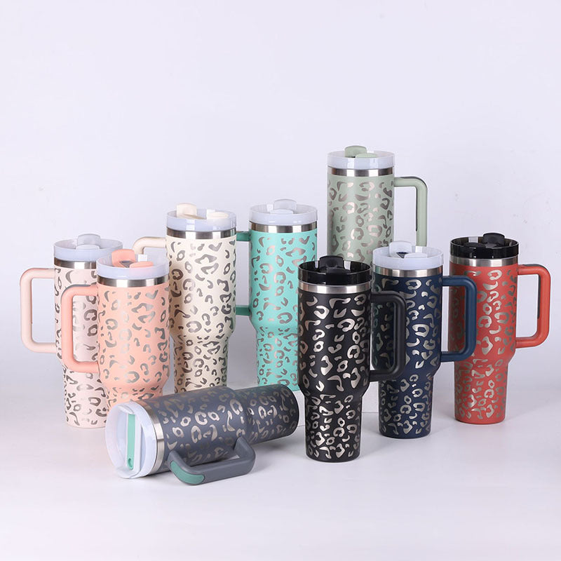 40 oz Insulated Tumbler with Handle & Straw – Stainless Steel Vacuum Travel Cup, Leak-Proof Lid by Nova Shop