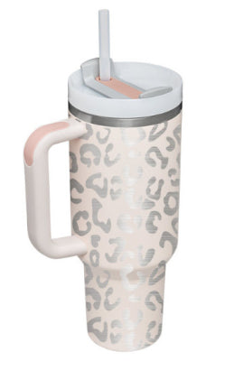 40 oz Insulated Tumbler with Handle & Straw – Stainless Steel Vacuum Travel Cup, Leak-Proof Lid by Nova Shop