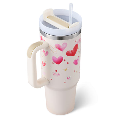 40 oz Insulated Tumbler with Handle &amp; Straw – Stainless Steel Vacuum Travel Cup, Leak-Proof Lid by Nova Shop