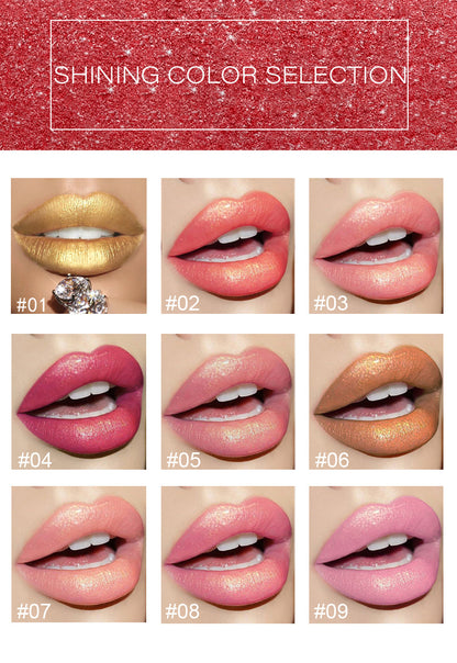Metallic Pearlescent Lipstick – Temperature-Changing Gilt Finish Lip Color (9 Shades) by Nova Shop