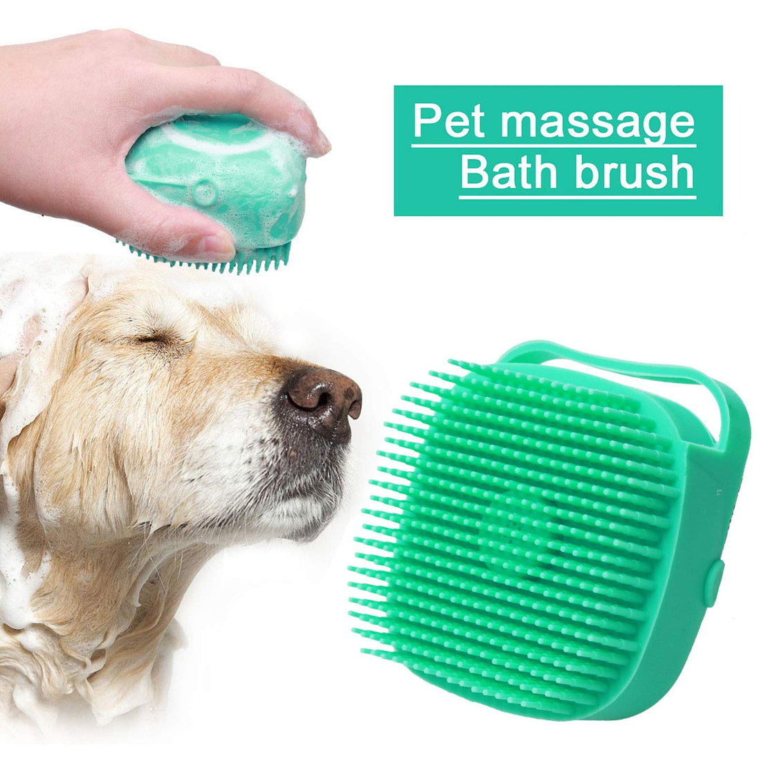 Pet Dog &amp; Cat Shampoo Brush – Silicone Grooming Scrubber with Soap Dispenser for Bath Time by Nova Shop