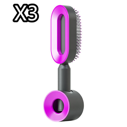 Self-Cleaning Hair Brush – Anti-Static Scalp Massage Detangling Brush for All Hair Types by Nova Shop