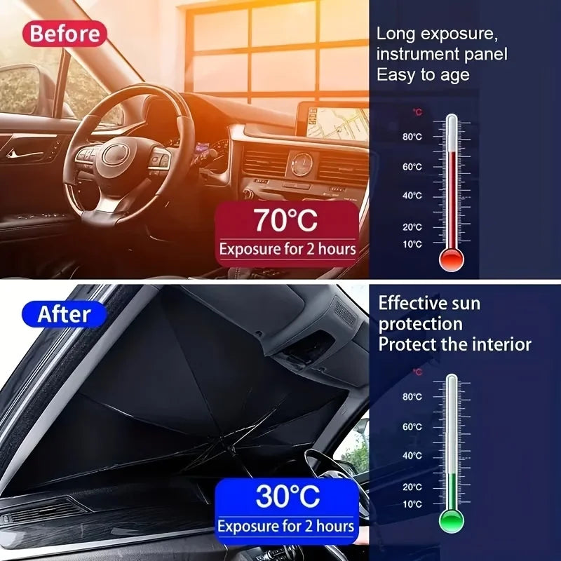Car Windshield Sunshade - Front Windshield Heat Insulation &amp; UV Protection, Roll-Up Design for Easy Storage - for All Car by Nova Shop