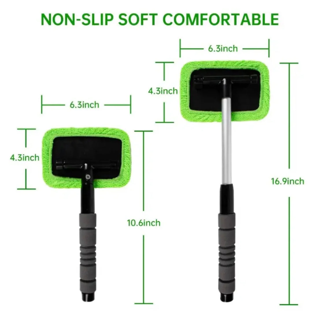 Windshield Cleaner - Microfiber Car Window Cleaner With 3 Reusable And Washable Microfiber Pads And Extendable Handle - For Auto by Nova Shop