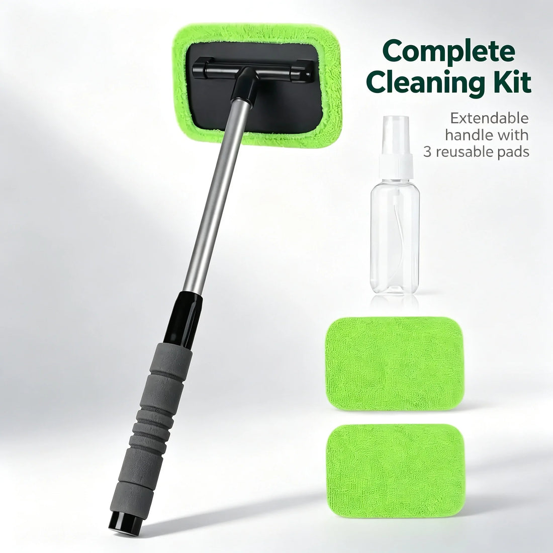 Windshield Cleaner - Microfiber Car Window Cleaner With 3 Reusable And Washable Microfiber Pads And Extendable Handle - For Auto by Nova Shop