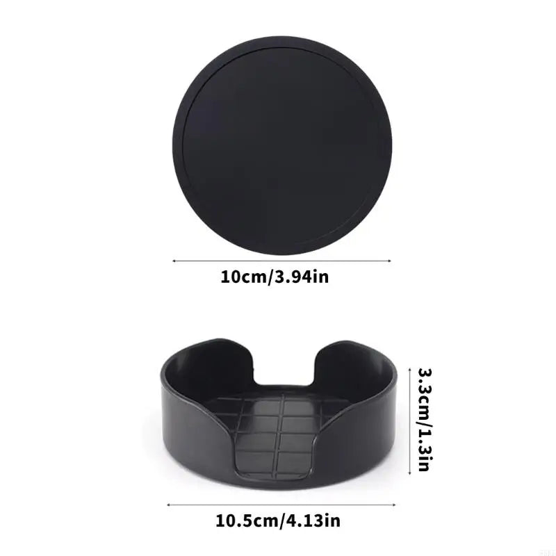 6Pcs Silicone Cup Coasters with Holder Set Antislip Heatproof For Kitchen Dining 55KF by Nova Shop