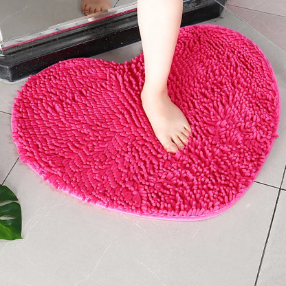 Chenille Heart Bathroom Floor Mats Home Bedroom Bathroom Entrance Non-slip Absorbent Foot Mat Luxury Bathroom Set Free Shipping by Nova Shop