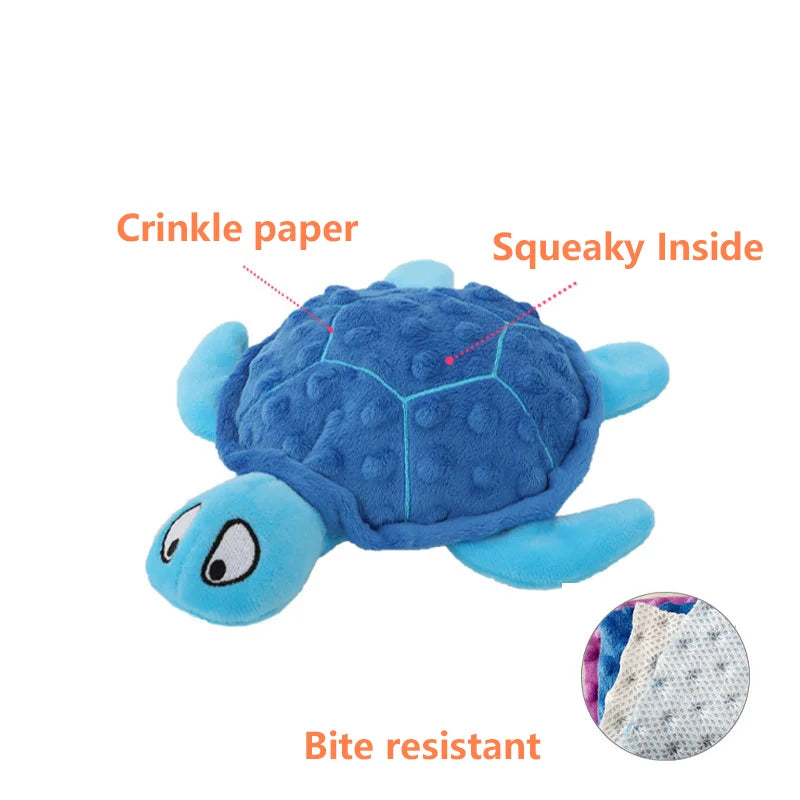 Dog Squeaky Toys Turtle Shape Plush Dog Cat Toy No Stuffing Crinkle Interactive Chew Toys for Small Large Dogs Puppy Plaything by Nova Shop