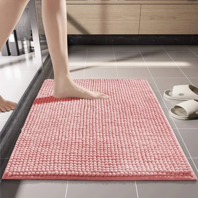 Chenille Bath Mats Encrypted Thickened Short Plush Strong Water-absorbent Non-slip Bathroom Rug Carpet Quick-drying Foot Mat by Nova Shop