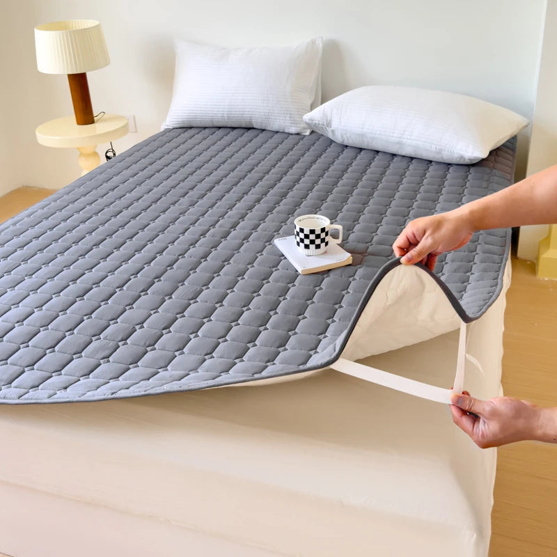 Waterproof Quilted Mattress Protector Cover Thickened Breathable Mattress Topper for Single or Double Bed by Nova Shop