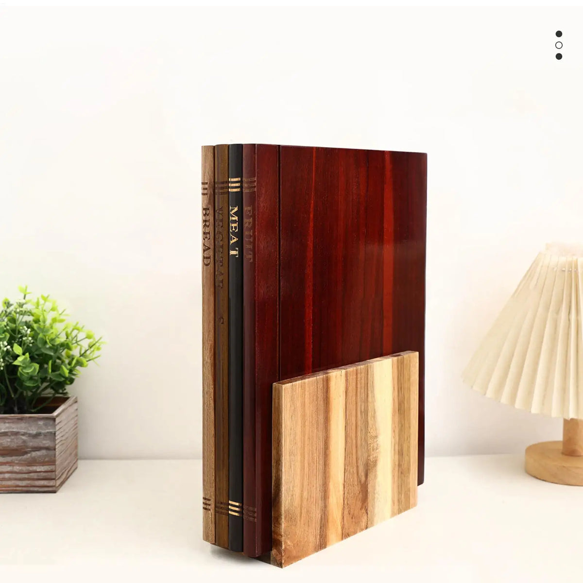 Book Cutting Board Set 4 Piece Wooden Chopping Mat with Stand Wooden Book Cutting Board Set for Charcuterie Kitchen Home by Nova Shop