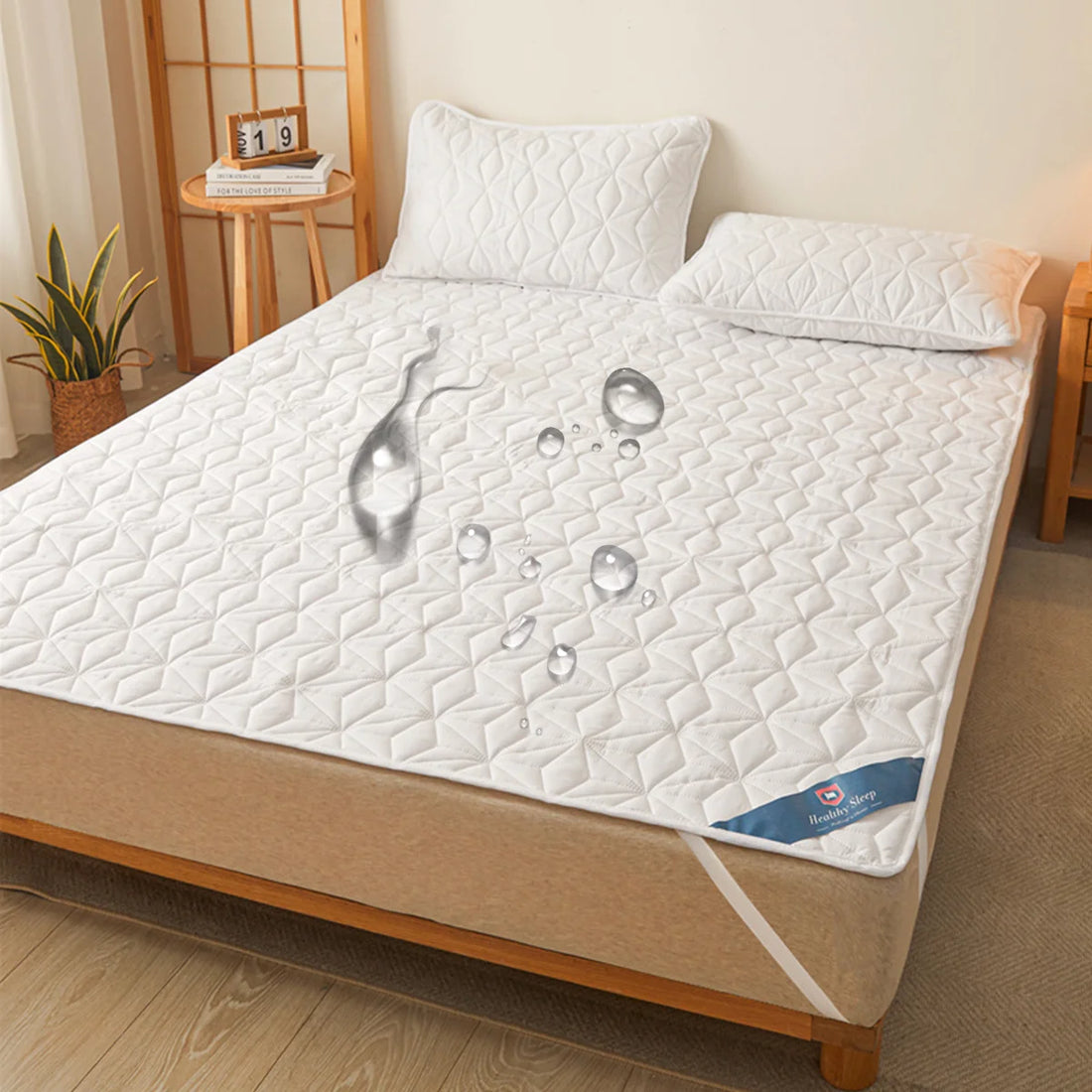 Waterproof Mattress Protector - Breathable Noiseless Mattress Cover Pad with 4 Elastic Corner Straps Fits up to 30 cm Deep by Nova Shop
