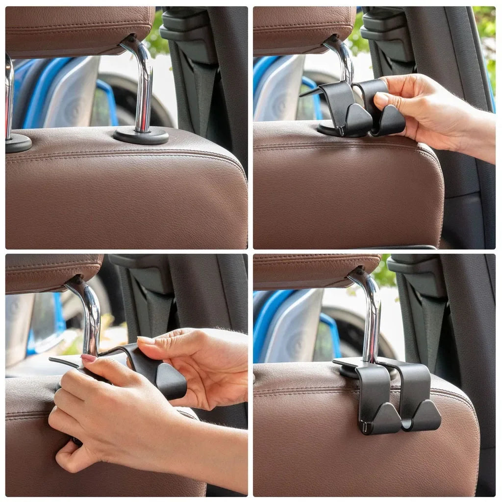 1/2PCS Car Seat Headrest Hook 4 Pack Hanger Storage Organizer Universal for Handbag Purse Coat Fit Universal Vehicle Car Black by Nova Shop