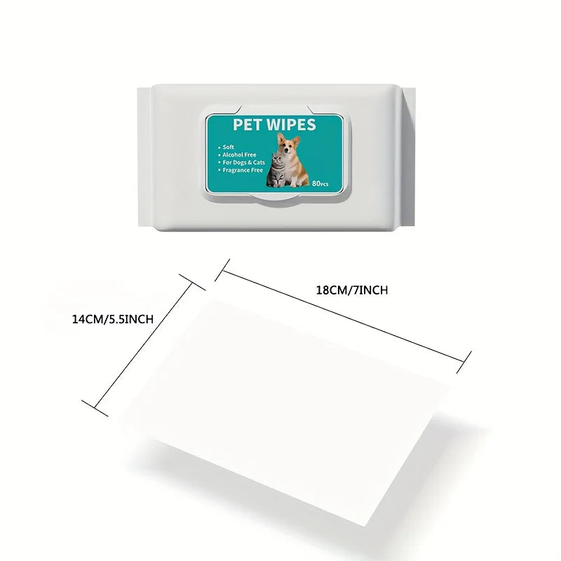 Pet Wipes for Dogs Cats, 80pcs*2 Packs, Thick Pearl Embossed Cleaning Wipes, Unscented No Alcohol, for Paws Eyes Butt by Nova Shop