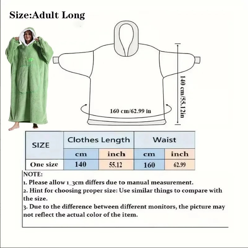Extra Long Wearable Blankets Winter Flannel Hooded Blanket with Full Sleeves Men Women Cozy Soft Throw Adult TV Blanket by Nova Shop