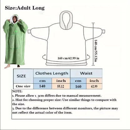 Extra Long Wearable Blankets Winter Flannel Hooded Blanket with Full Sleeves Men Women Cozy Soft Throw Adult TV Blanket by Nova Shop