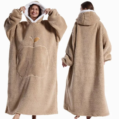 Extra Long Wearable Blankets Winter Flannel Hooded Blanket with Full Sleeves Men Women Cozy Soft Throw Adult TV Blanket by Nova Shop