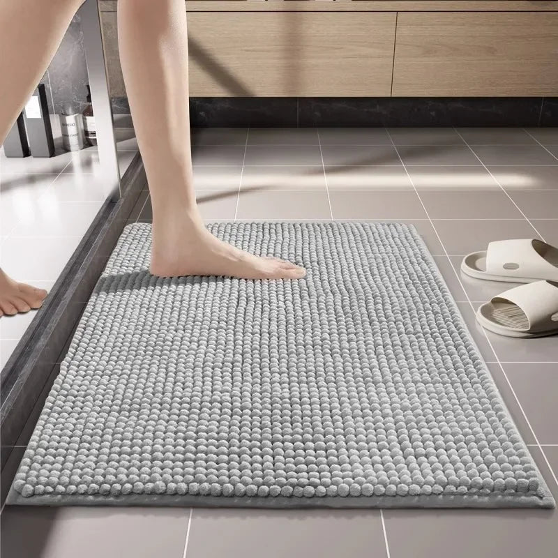 Chenille Bath Mats Encrypted Thickened Short Plush Strong Water-absorbent Non-slip Bathroom Rug Carpet Quick-drying Foot Mat by Nova Shop