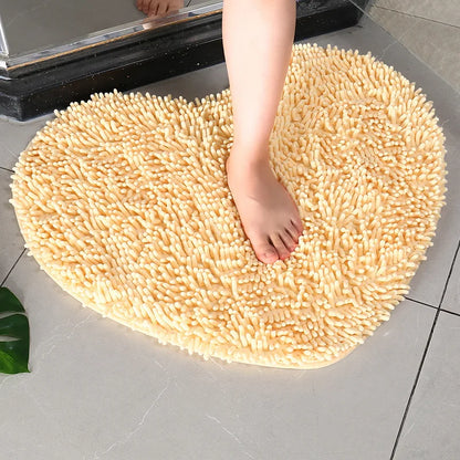 Chenille Heart Bathroom Floor Mats Home Bedroom Bathroom Entrance Non-slip Absorbent Foot Mat Luxury Bathroom Set Free Shipping by Nova Shop