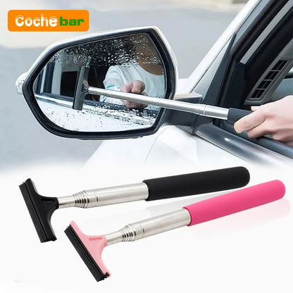 Car Rearview Mirror Wiper Cleaning Tool Auto Glass Mist Cleaner Scraper Car Accessories Handle Telescopic Window Cleaning Brush by Nova Shop