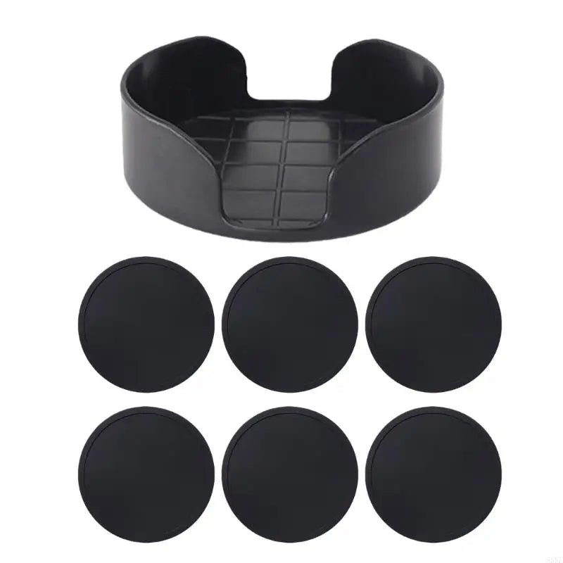 6Pcs Silicone Cup Coasters with Holder Set Antislip Heatproof For Kitchen Dining 55KF by Nova Shop