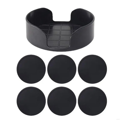 6Pcs Silicone Cup Coasters with Holder Set Antislip Heatproof For Kitchen Dining 55KF by Nova Shop