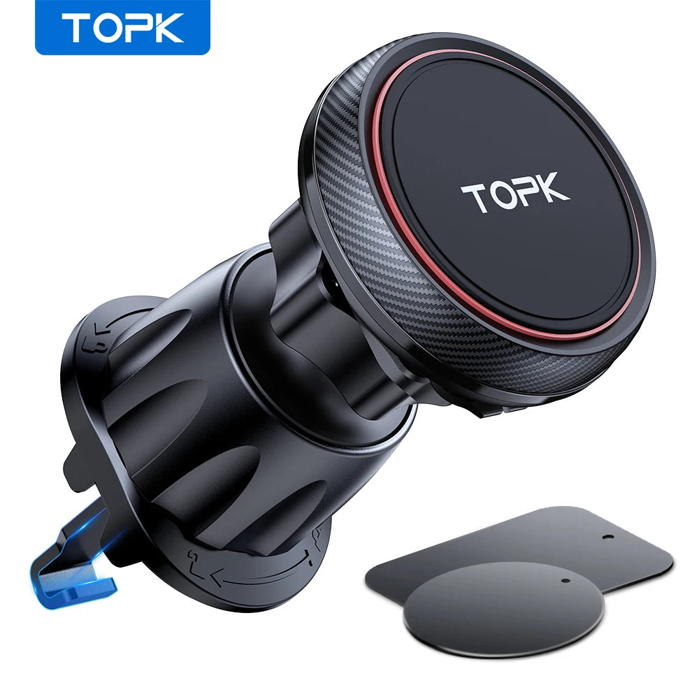 TOPK Magnetic Car Phone Mount in Car Phone Holder Air Vent Magnetic, 6 N52 Magnets Universal Mobile Phone Holders for iPhone 15 by Nova Shop