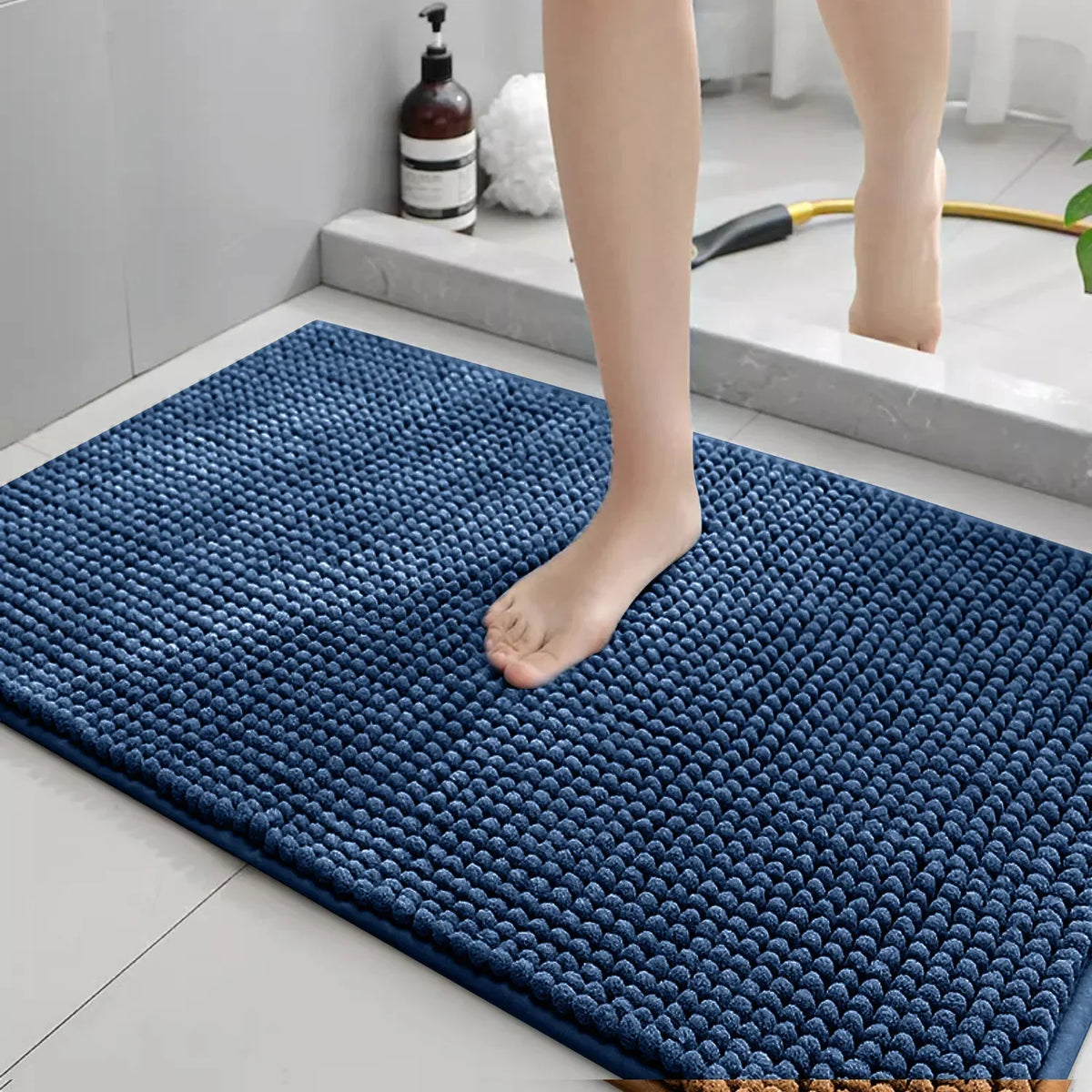 Chenille Bath Mats Encrypted Thickened Short Plush Strong Water-absorbent Non-slip Bathroom Rug Carpet Quick-drying Foot Mat by Nova Shop