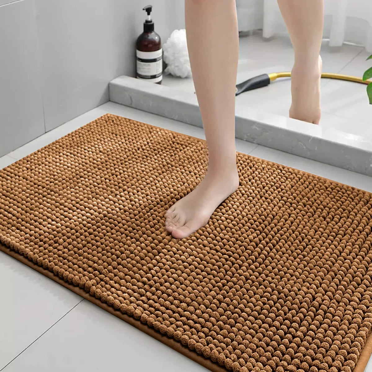 Chenille Bath Mats Encrypted Thickened Short Plush Strong Water-absorbent Non-slip Bathroom Rug Carpet Quick-drying Foot Mat by Nova Shop