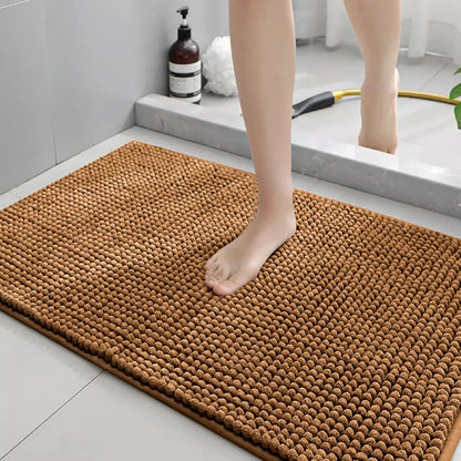 Chenille Bath Mats Encrypted Thickened Short Plush Strong Water-absorbent Non-slip Bathroom Rug Carpet Quick-drying Foot Mat by Nova Shop