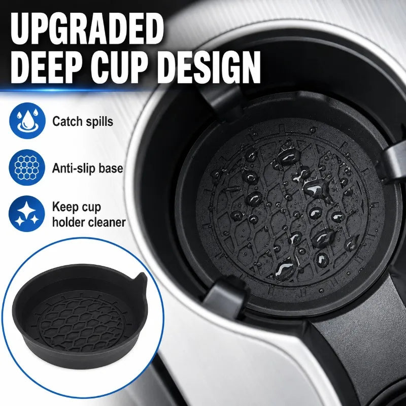 4/8PCS Black Silicone Cup Holder Coasters for Car, Spill-Catching Anti-Slip Drink Inserts, Universal Auto Accessories by Nova Shop