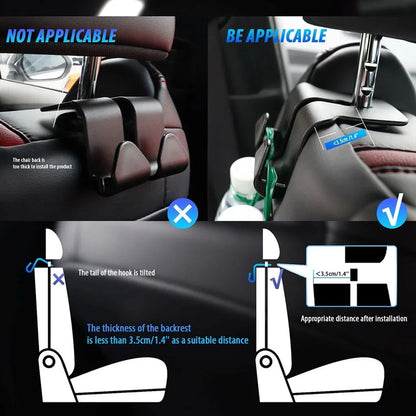 1/2PCS Car Seat Headrest Hook 4 Pack Hanger Storage Organizer Universal for Handbag Purse Coat Fit Universal Vehicle Car Black by Nova Shop
