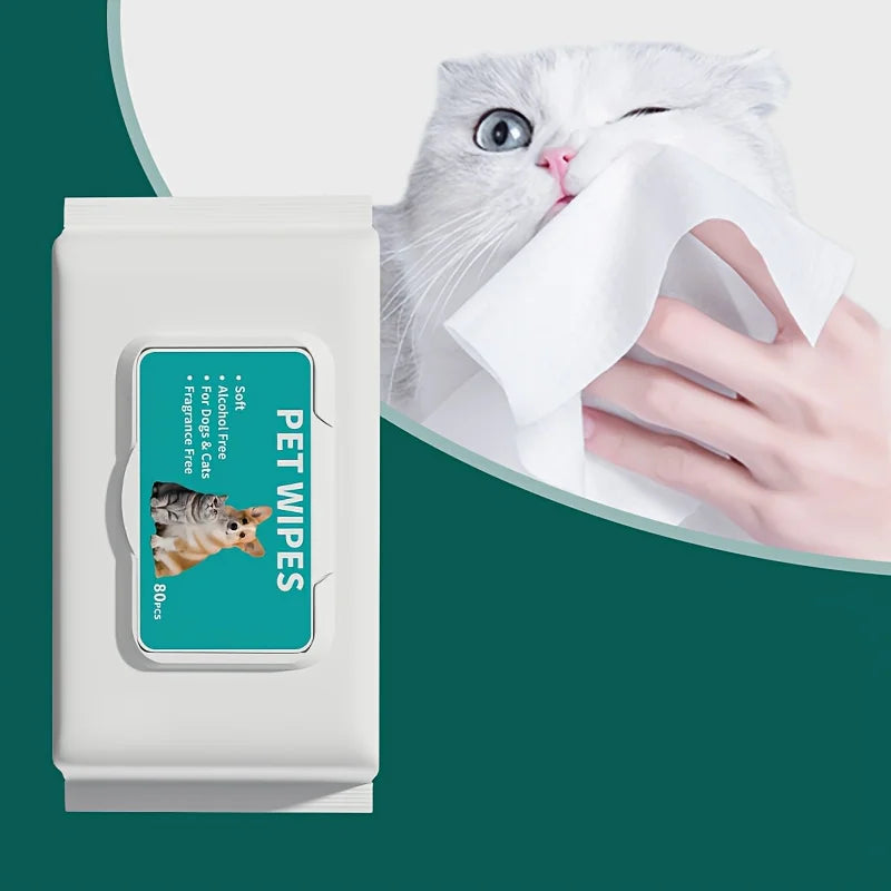Pet Wipes for Dogs Cats, 80pcs*2 Packs, Thick Pearl Embossed Cleaning Wipes, Unscented No Alcohol, for Paws Eyes Butt by Nova Shop