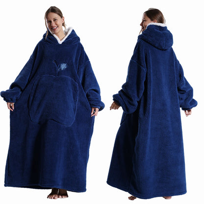 Extra Long Wearable Blankets Winter Flannel Hooded Blanket with Full Sleeves Men Women Cozy Soft Throw Adult TV Blanket by Nova Shop