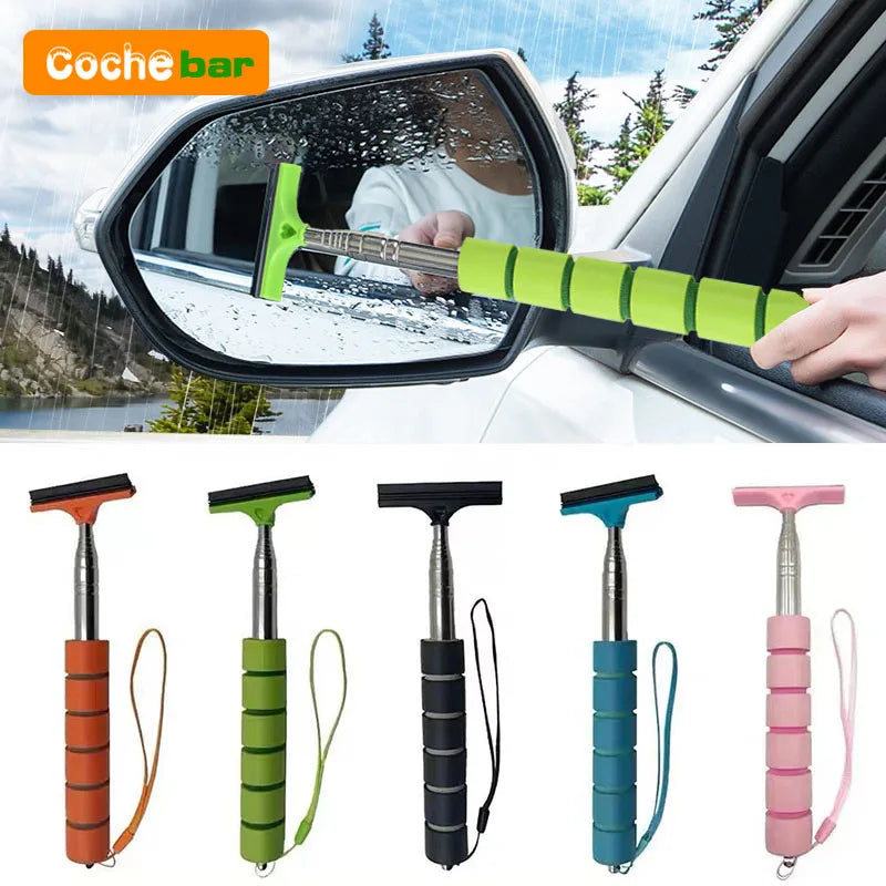 Car Rearview Mirror Wiper Cleaning Tool Auto Glass Mist Cleaner Scraper Car Accessories Handle Telescopic Window Cleaning Brush by Nova Shop
