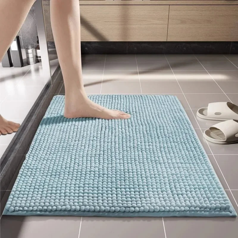 Chenille Bath Mats Encrypted Thickened Short Plush Strong Water-absorbent Non-slip Bathroom Rug Carpet Quick-drying Foot Mat by Nova Shop