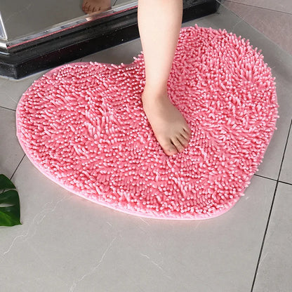 Chenille Heart Bathroom Floor Mats Home Bedroom Bathroom Entrance Non-slip Absorbent Foot Mat Luxury Bathroom Set Free Shipping by Nova Shop