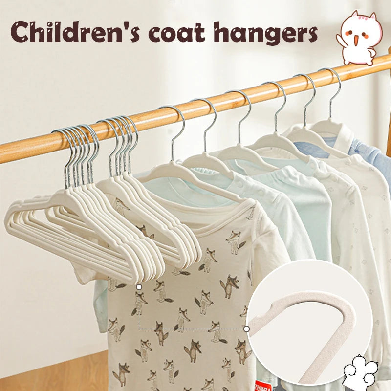 10/20pcs Velvet Hangers Non-Slip Rotin Baby Clothes Hangers Portable Children Closet Organizer Drying Clothes Space Saving by Nova Shop