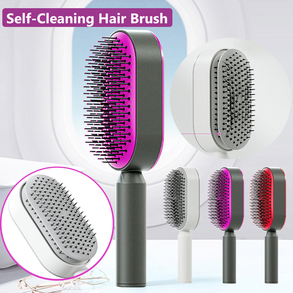 Self-Cleaning Hair Brush – Anti-Static Scalp Massage Detangling Brush for All Hair Types by Nova Shop